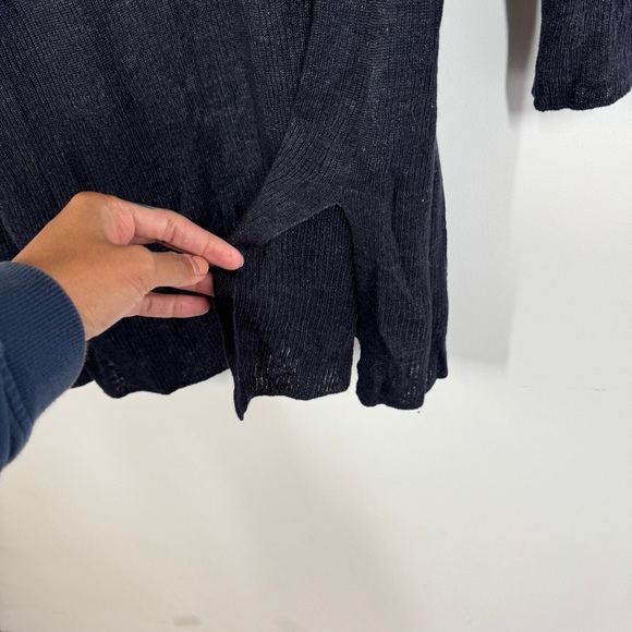 Eileen Fisher Open Front Cardigan Navy Blue Size S Long Sleeve Minimalist Layer - Picture 11 of 15